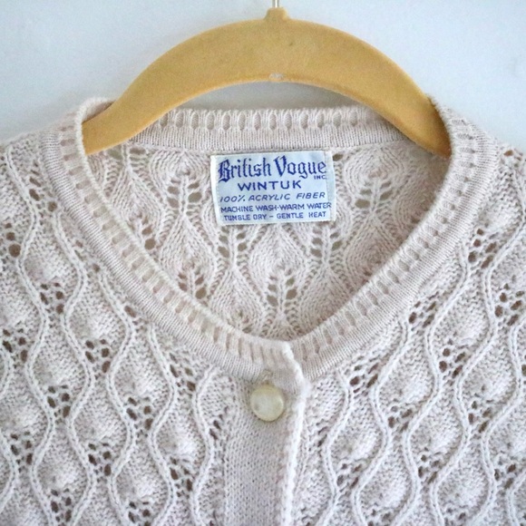 Vintage British Vogue Inc. Wintuk Cream Bubble Knit Cardigan - Picture 2 of 6